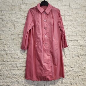 Vintage 50's Or 60's The Alligator Pink Button Up Trench Rain Coat Size 12
